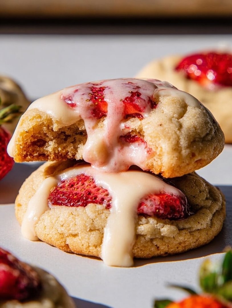 Erdbeer-Käsekuchen-Cookies – weich, süß und cremig mit einem Hauch von Erdbeere image 2